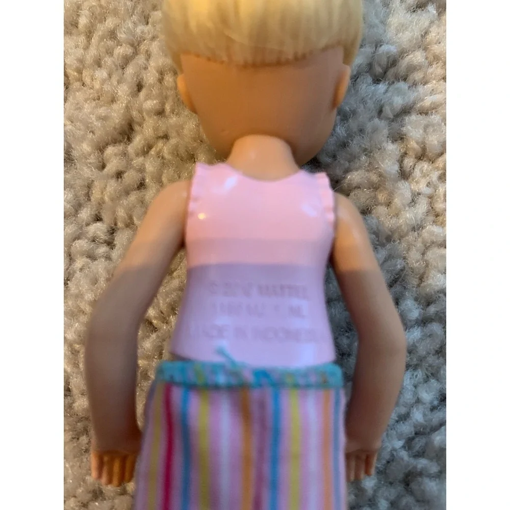 Barbie Chelsea Doll Blonde Hair Pink Striped Outfit Hot Pink Shoes 6